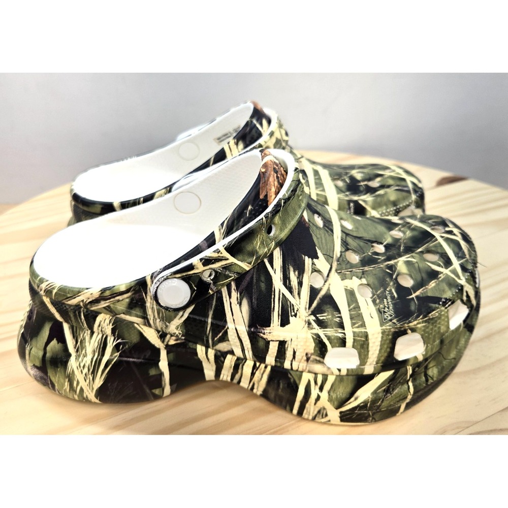 Crocs Classic Bae Platform Clog Mules 206939 Womens Camo Green Size 7 - Picture 4 of 8